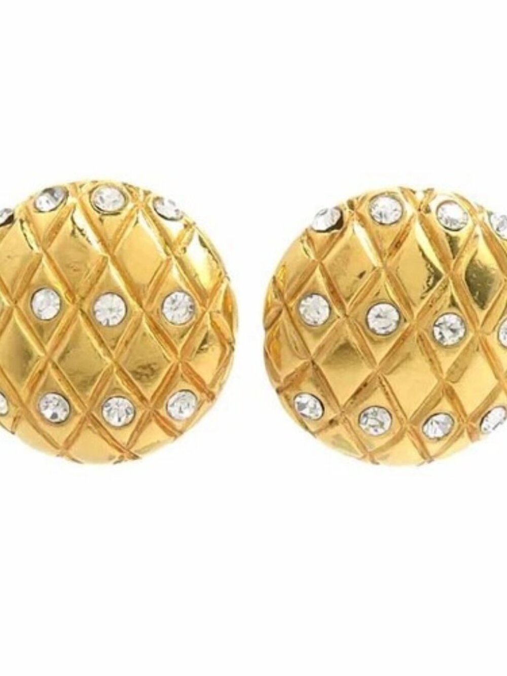 Auth CHANEL Clip on Earrings Gold/Silver Metal/Rhinestone - e61627a